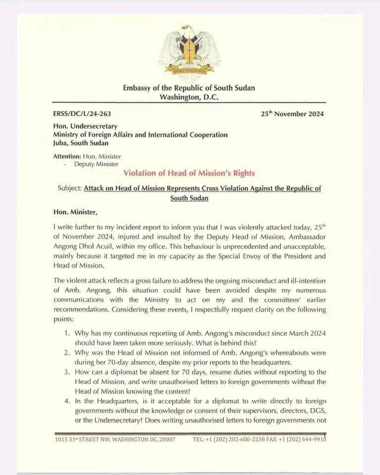 Press Release from the Embassy of South Sudan in Washington, D.C.