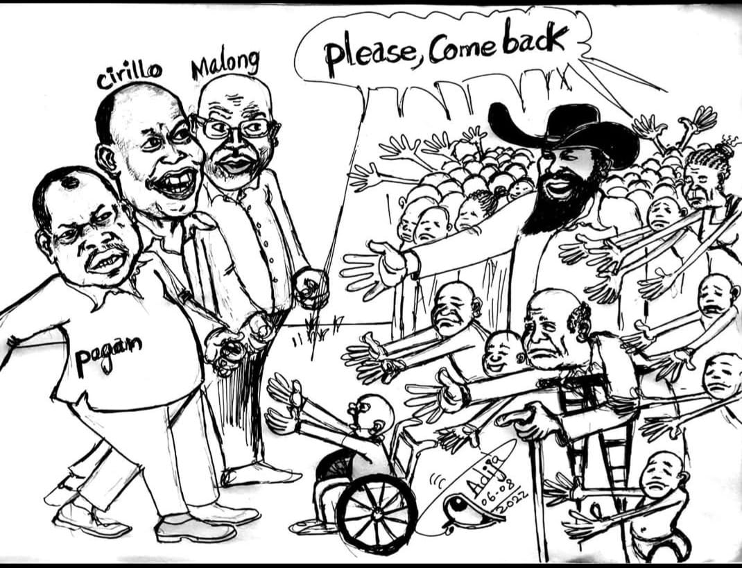 “Welcome back, comrades, to the homeland through the Tomini Peace Initiative in Nairobi.”