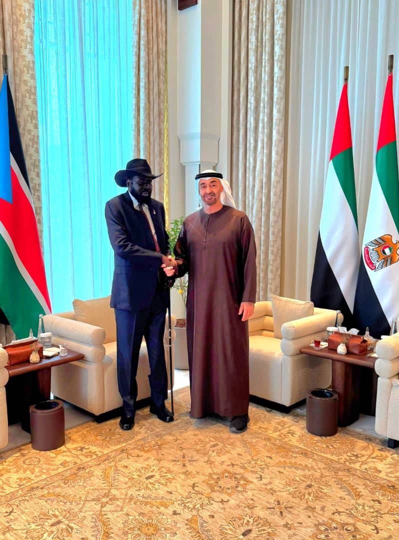 President Salva Kiir Discusses with His Highness Sheikh Mohammed bin Zayed Al Nahyan Strengthening Bilateral Relations and Cooperation